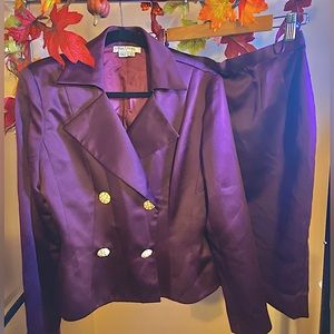 Vintage deep plum Kay Unger Suit set s 8